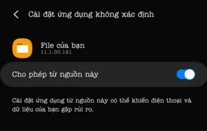 Cài đặt ứng dụng không xác định từ File