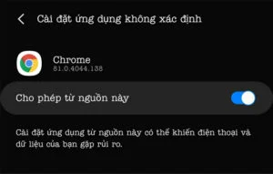 Cho Phép Cài đặt ứng dụng không xác định Google Chrome