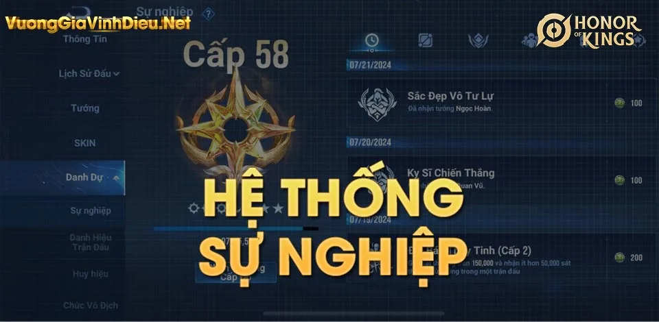 Hệ thống sự nghiệp vương giả vinh diệu