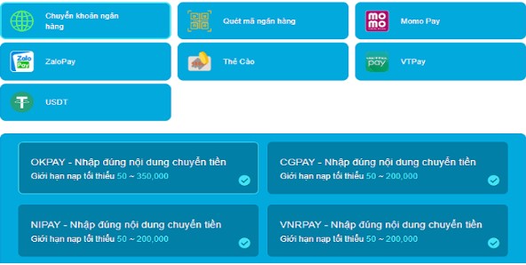 Nạp tiền qua ngân hàng