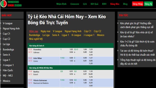 Cập nhật nhiều kèo thơm từ nhà cái online