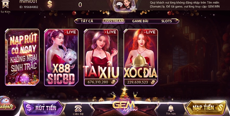 Livestream - Sảnh game người thật tại Gemwin