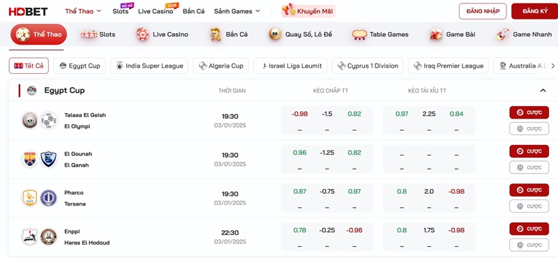Tỷ lệ kèo được cập nhật nhanh chóng tại HDBET