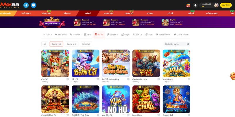 Game nổ hũ được nhà cái MAY88 cung cấp sở hữu tỷ lệ RTP khủng