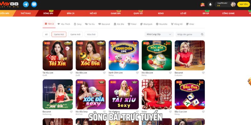 Sòng bài trực tuyến là sản phẩm chủ đạo ăn khách nhất của MAY88