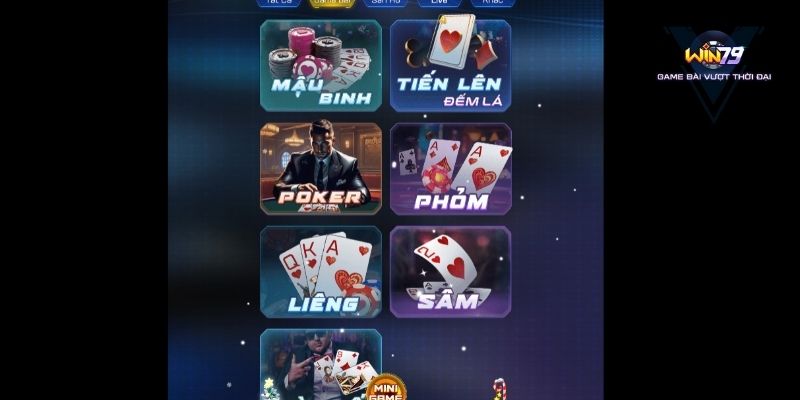 Sảnh game bài hot hit tại Win79