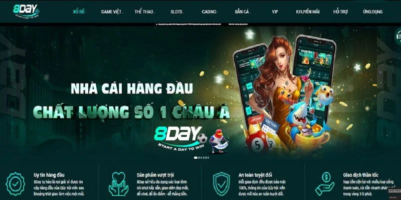 Cá cược tại ứng dụng 8DAY là sàn chơi uy tín, bảo mật hàng đầu.